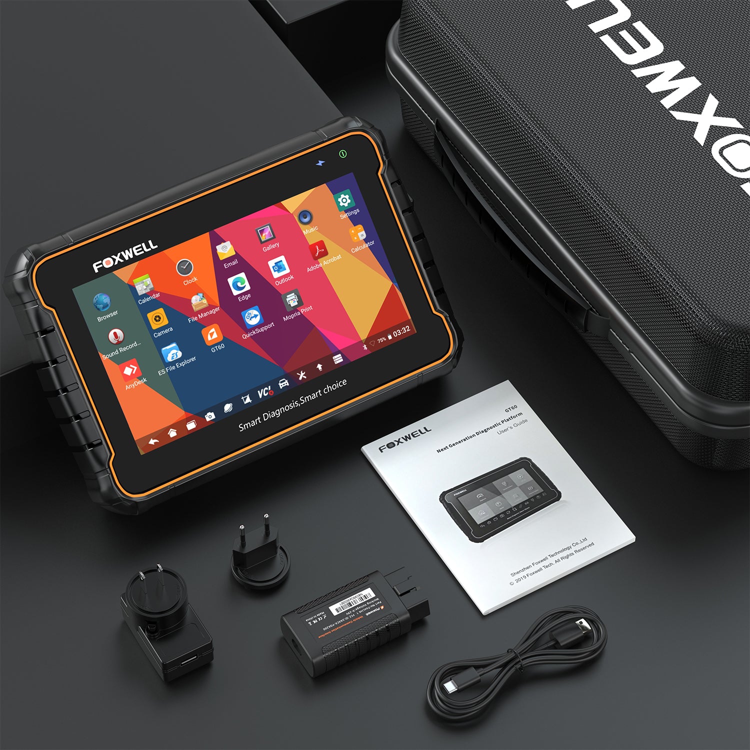 FOXWELL GT60 OBD2 Diagnostic Tool Full System Active Test Car Code Reader 24 Reset Service Professional OBD 2 Automotive Scanner