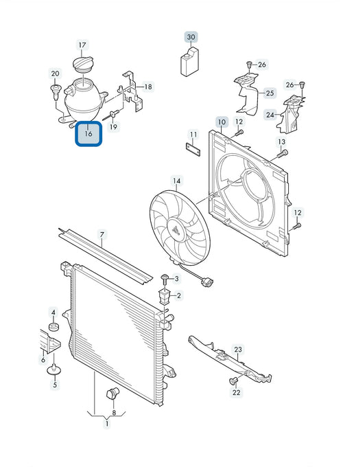 VW Genuine Coolant Expansion Tank 2H0121407D For VW Amarok 2010 - 2022