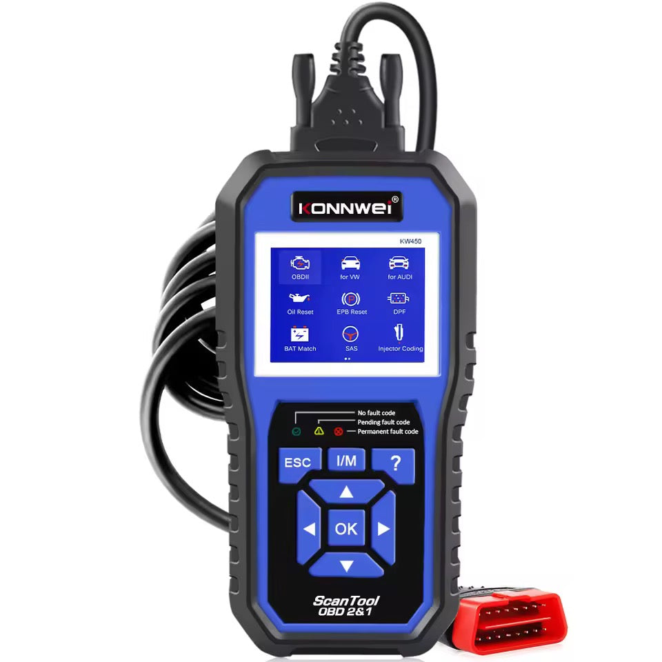 **CLEARANCE** Full System Car Diagnostic Scanner Tool For VAG Models For VW Audi Skoda ABS Airbag Oil Service Reset EPB DPF Reset BAT Match Lamp Adjust KONNWEI KW450