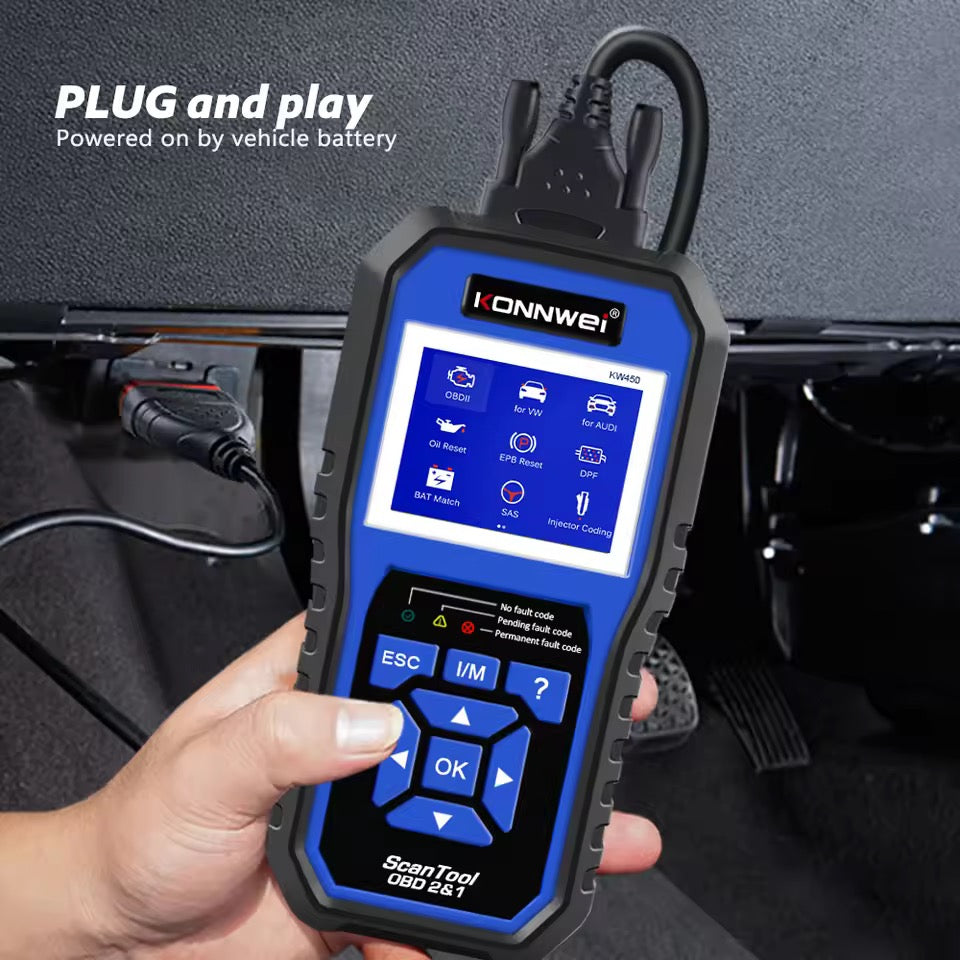 **CLEARANCE** Full System Car Diagnostic Scanner Tool For VAG Models For VW Audi Skoda ABS Airbag Oil Service Reset EPB DPF Reset BAT Match Lamp Adjust KONNWEI KW450