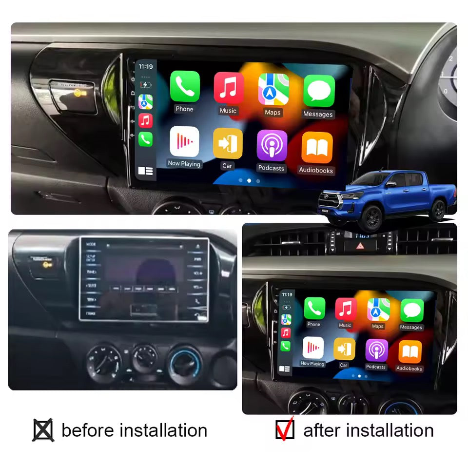 9” Car Stereo 4+64G For 2015-2023 TOYOTA HILUX Supports Apple CarPlay Android Auto Reverse Camera GPS NZ Map Android 12 Radio BT Hands Free Calls