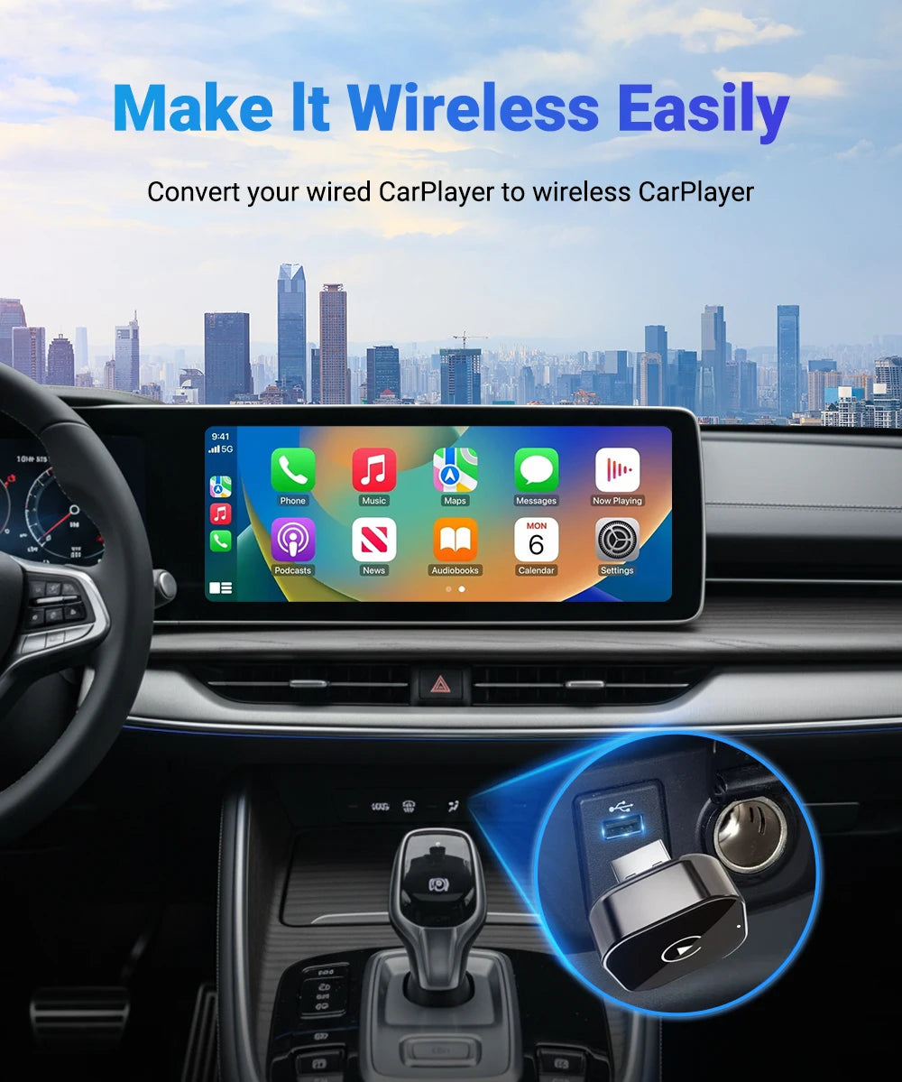 2 in 1 Wireless CarPlay Adapter Android Auto AI Smart Box Car Intelligent Systems For VW Audi Skoda Toyota Nissan Honda Ford Benz
