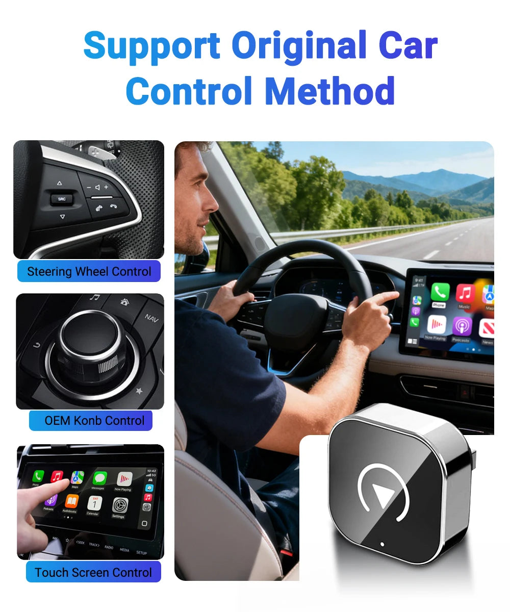 2 in 1 Wireless CarPlay Adapter Android Auto AI Smart Box Car Intelligent Systems For VW Audi Skoda Toyota Nissan Honda Ford Benz
