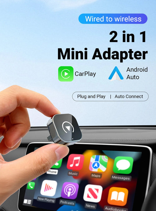 2in1 Wireless CarPlay Adapter Android Auto AI Smart Box Car Intelligent Systems For VW Audi Skoda Toyota Nissan Honda Ford Benz