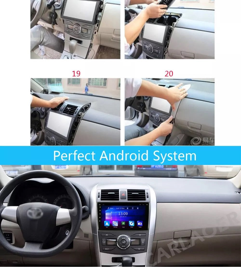9 Inch Android Car Stereo Supports CarPlay and Android Auto Suit For Toyota Corolla Fielder E140/ E150 2006 - 2013 2 DIN