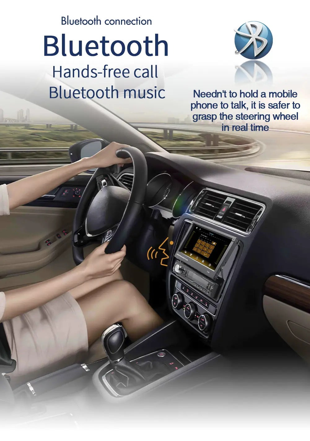 1Din Carplay Radio Car MP5 Player Mirror Link Handsfree With Camera 7" Touch Screen USB TF Video Audio Head Unit