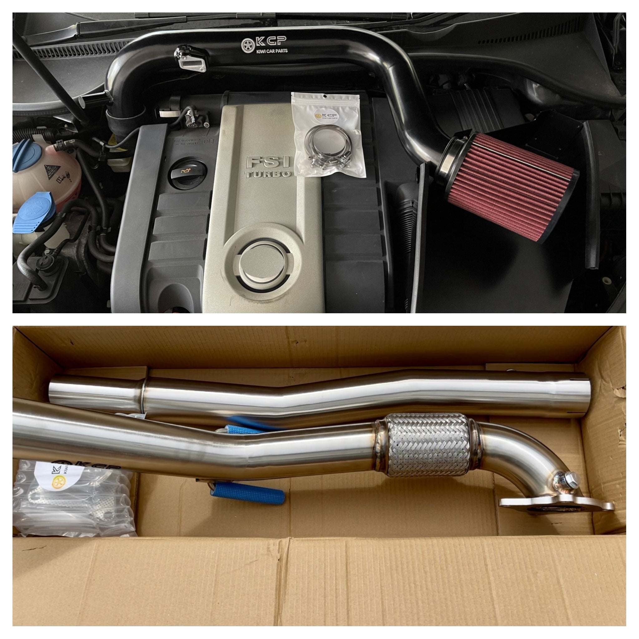 Cold Air Intake Kit for VW Golf MK5 Combo Deal Cold Air Intake Kit and Downpipe Set For VW Golf MK5 GTI GTX 2.0T FSI, Audi A3 2.0 TFSI