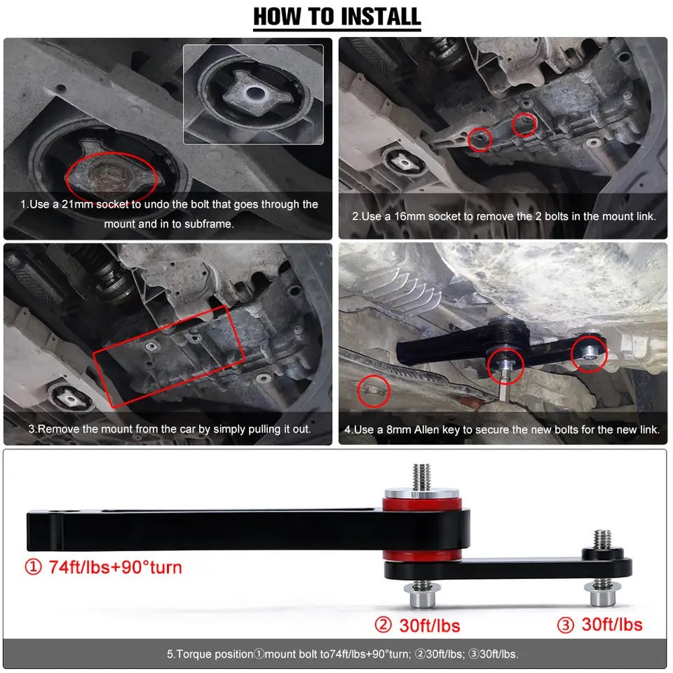 Engine Insert Connection Dog Bone Engine Mount + Insert Kit For VW Golf 5 MK5 6 MK6 6R Jetta 2 ...
