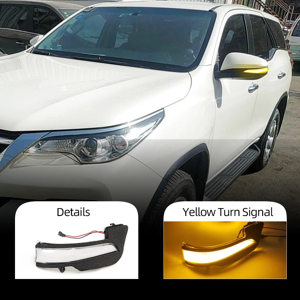 Dynamic Mirror Indicators Suitable For Toyota Hilux Fortuner 2016 - 2021 Side Rear View Mirror Indicator sLED Dynamic Turn Signals Sequential Flow