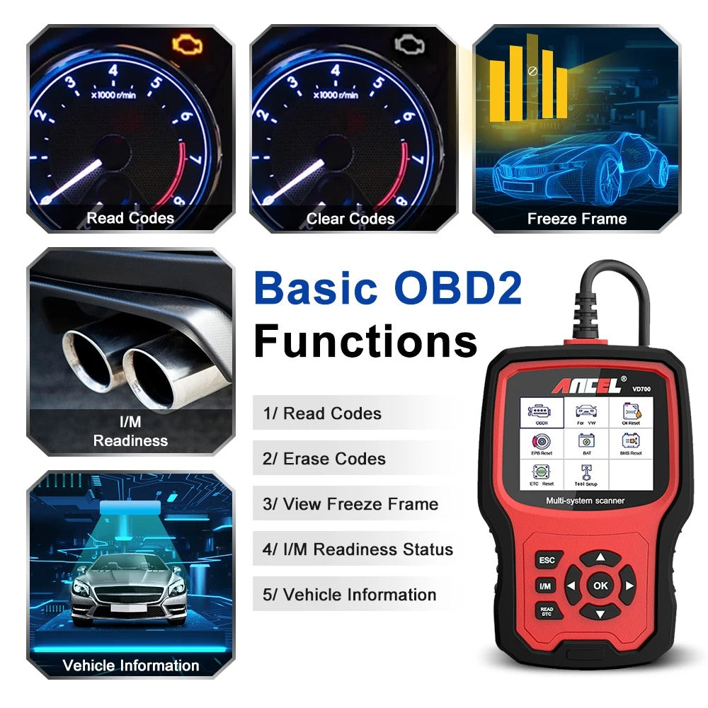 VAG Car Diagnostic Tool VD700 OBD2 Code Reader All System Scan Airbag ABS Oil EPB Reset OBD Auto Tools For VW Audi Skoda