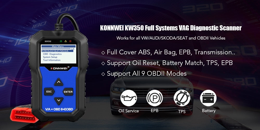 OBD2 Diagnostic Scanner for VAG Cars VW Audi Skoda ABS Airbag Reset Oil Service Light EPB Diagnostic Tool For VAG Volkswagen