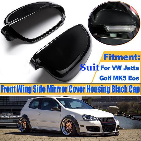 (RIGHT) Black Mirror Cover + Mirror Glass + Mirror Indicator SET suit For VW Golf 5 MK5