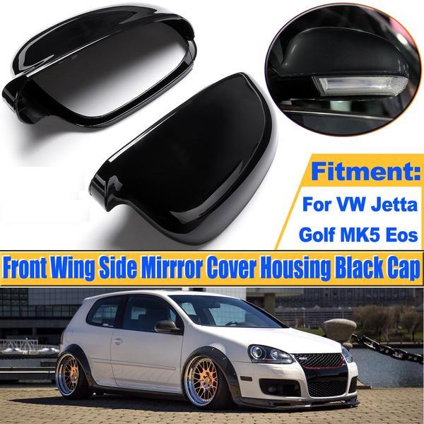 (LEFT) Black Rearview Wing Mirror Cover Casing For Volkswagen For VW Jetta Golf MK5