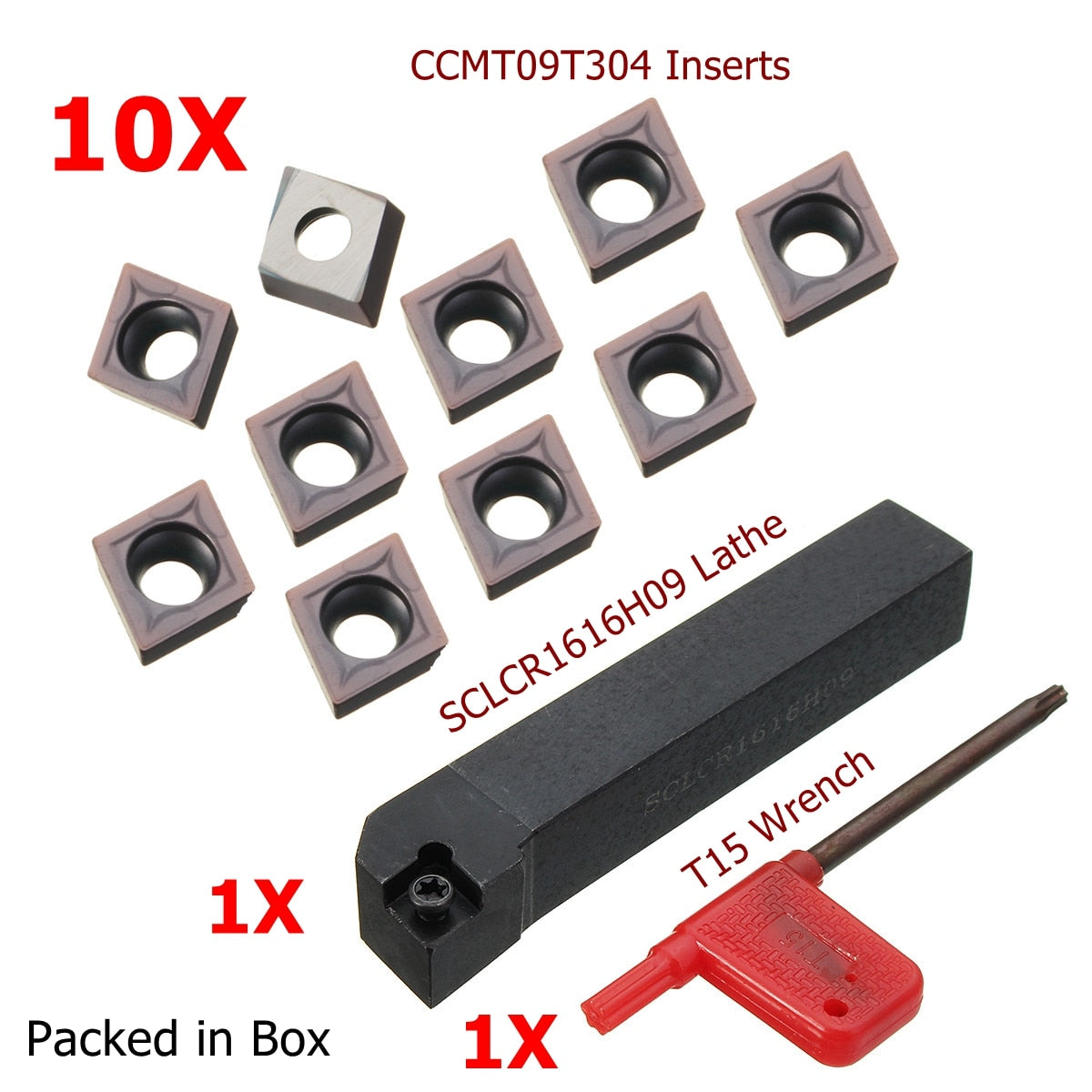 *DEAL* 10PCS CCMT09T304 Carbide Inserts + SCLCR1616H09 Holder Lathe Turning Tool Cutter