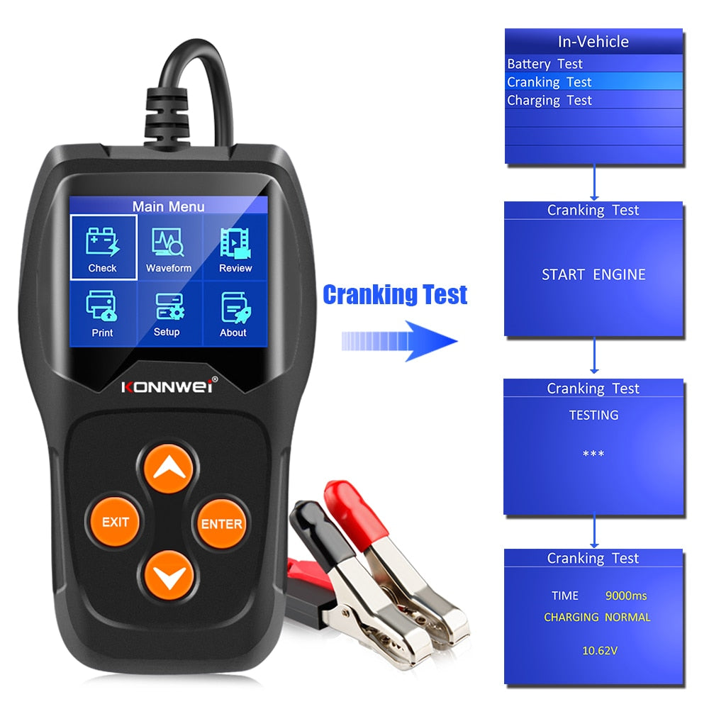 Car Battery Tester 12V 100 to 2000CCA 12 Volts Battery tools for the Car Quick Cranking Charging Diagnostic
