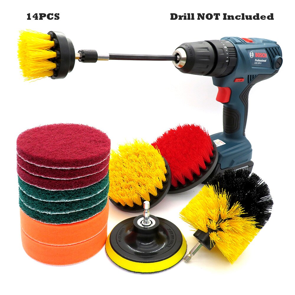 14Pcs Drill Brush Cleaner Kit Power Scrubber for Cleaning Bathroom Bathtub Cleaning Brushes Scrub Drill Car Cleaning Tools