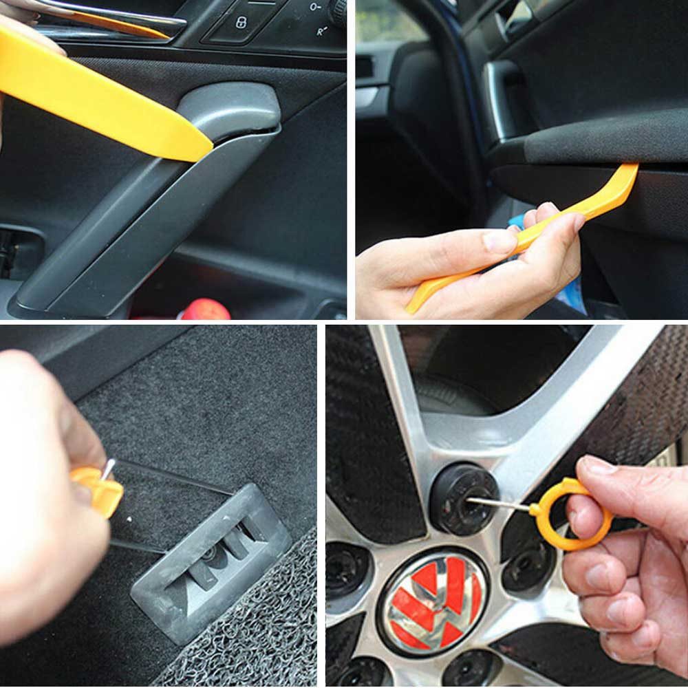 PDR Set Car Panel Removal Open Pry Repair Tools Kit Dash Door Radio Trim + Pump Wedge 13pcs
