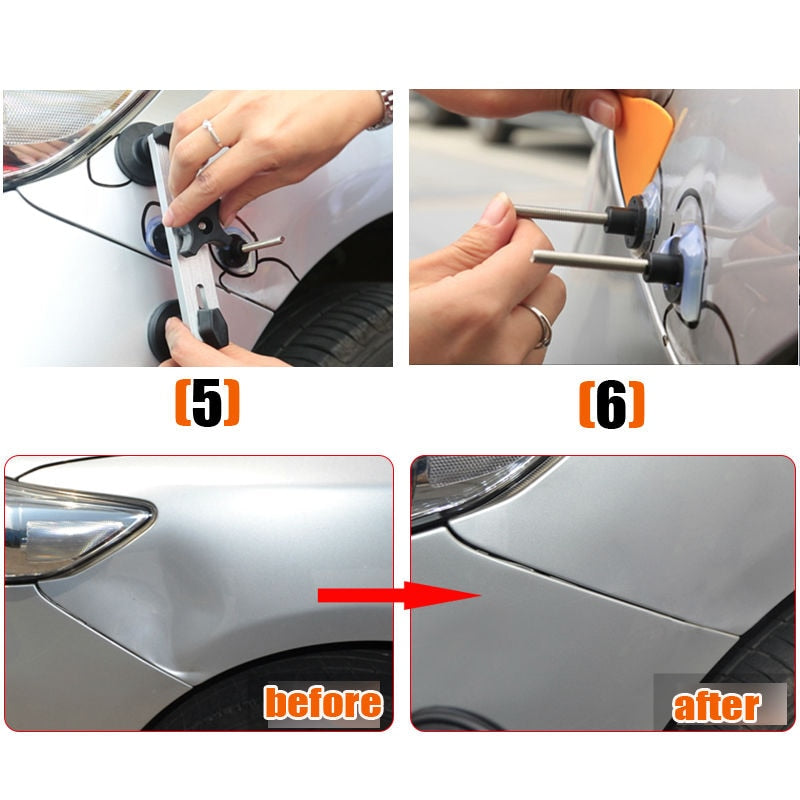 PDR Hail Tools Paintless Dent Lifter Car Repair Kit Removing Auto Puller with Line Board Rubber Hammer Glue Tabs for Hail Damage