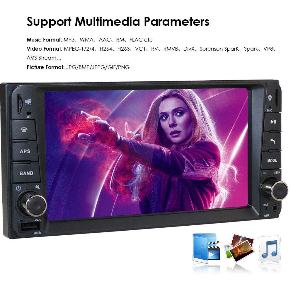 2 DIN 1G - 16G Android 9.0 OEM Looking Universal Car Multimedia Player Car Radio Player Stereo Compatible with Toyota HIACE COROLLA RAV4