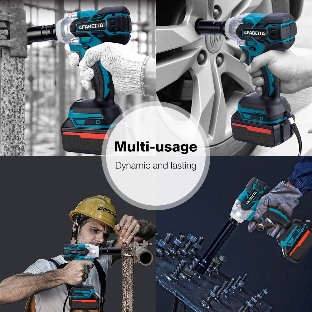 18V 350Nm Li-Ion Cordless Impact Brushless Wrench Driver 1/2Inch Electric Wrenchs Power Tool Without Battery