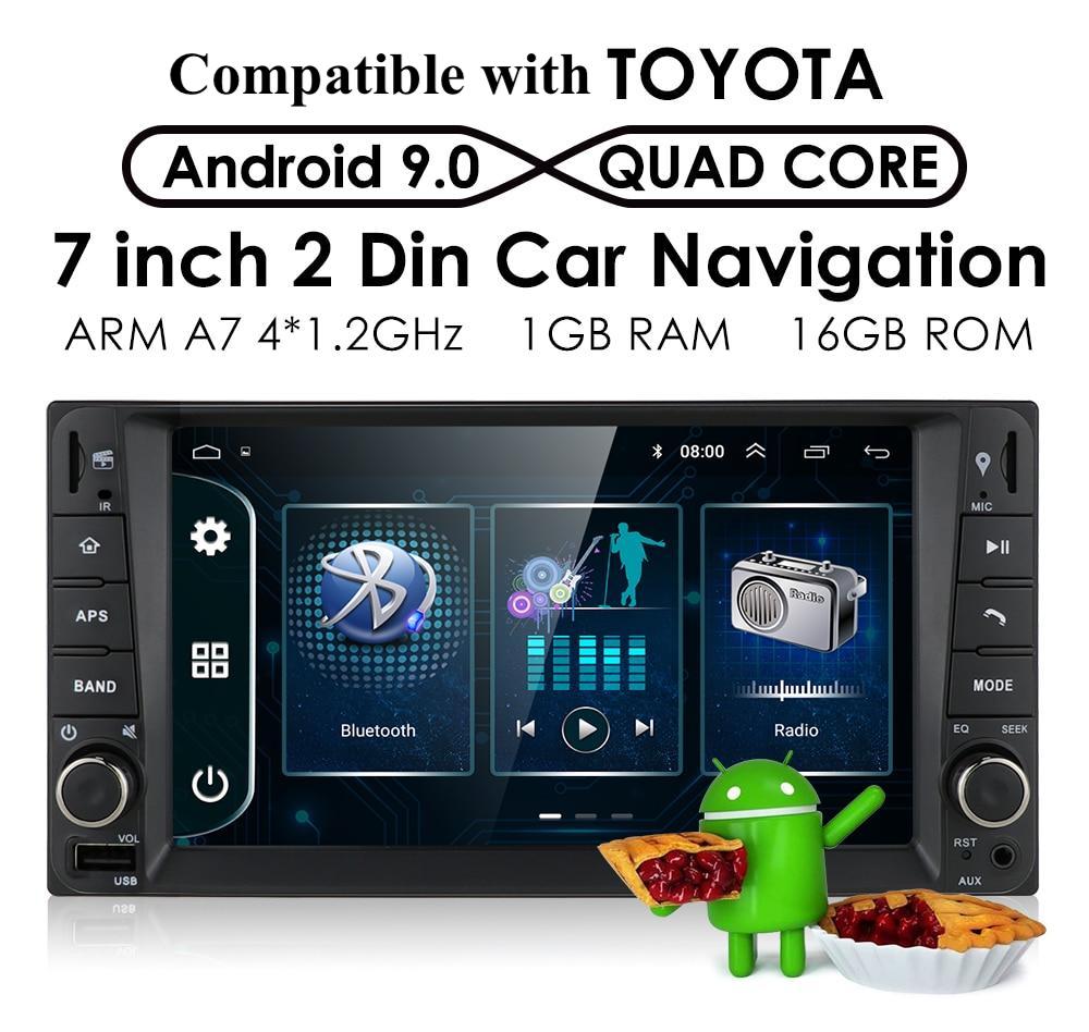 2 DIN Android 9.0 Universal Car Multimedia Player Car Radio Player Stereo Compatible with Toyota VIOS CROWN CAMRY HIACE PREVIA COROLLA RAV4