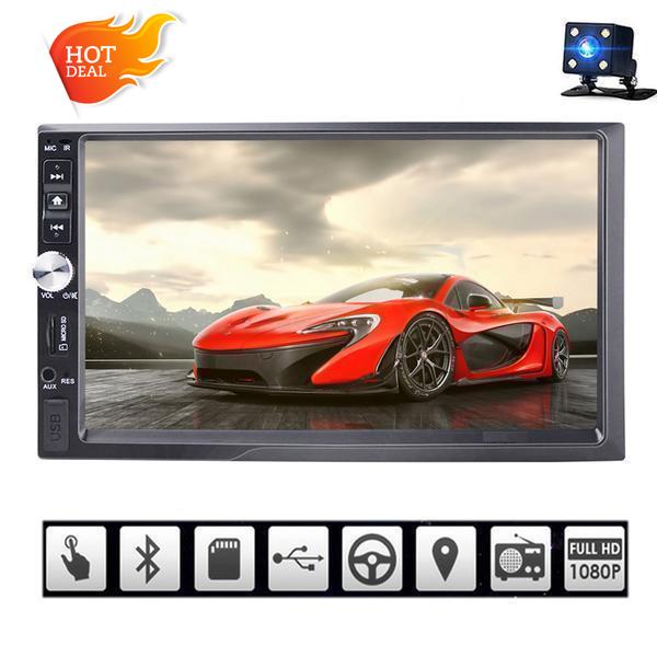 Car Stereo 2 DIN 7 inch Head Unit with Rear View Camera, Bluetooth, Touchscreen