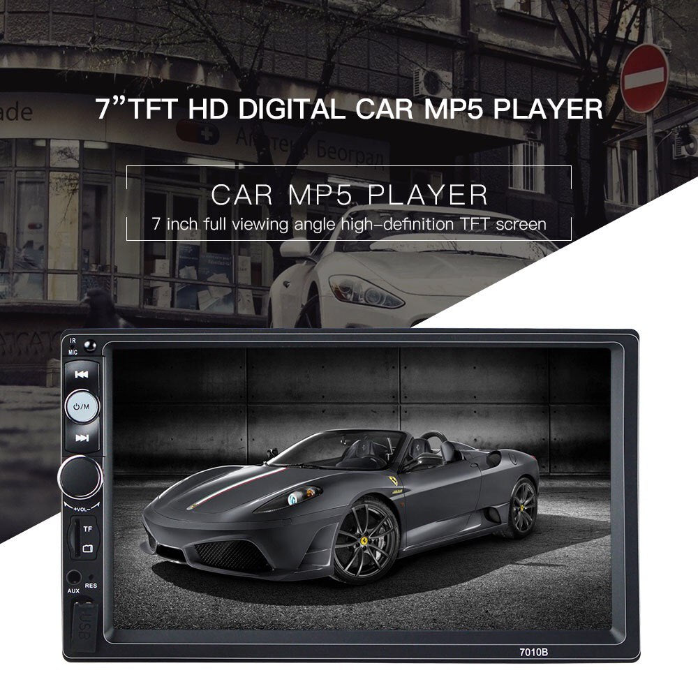 Car Stereo Double DIN Head Unit with Rear View Camera, Bluetooth, Hands Free Calls, Mirror Link