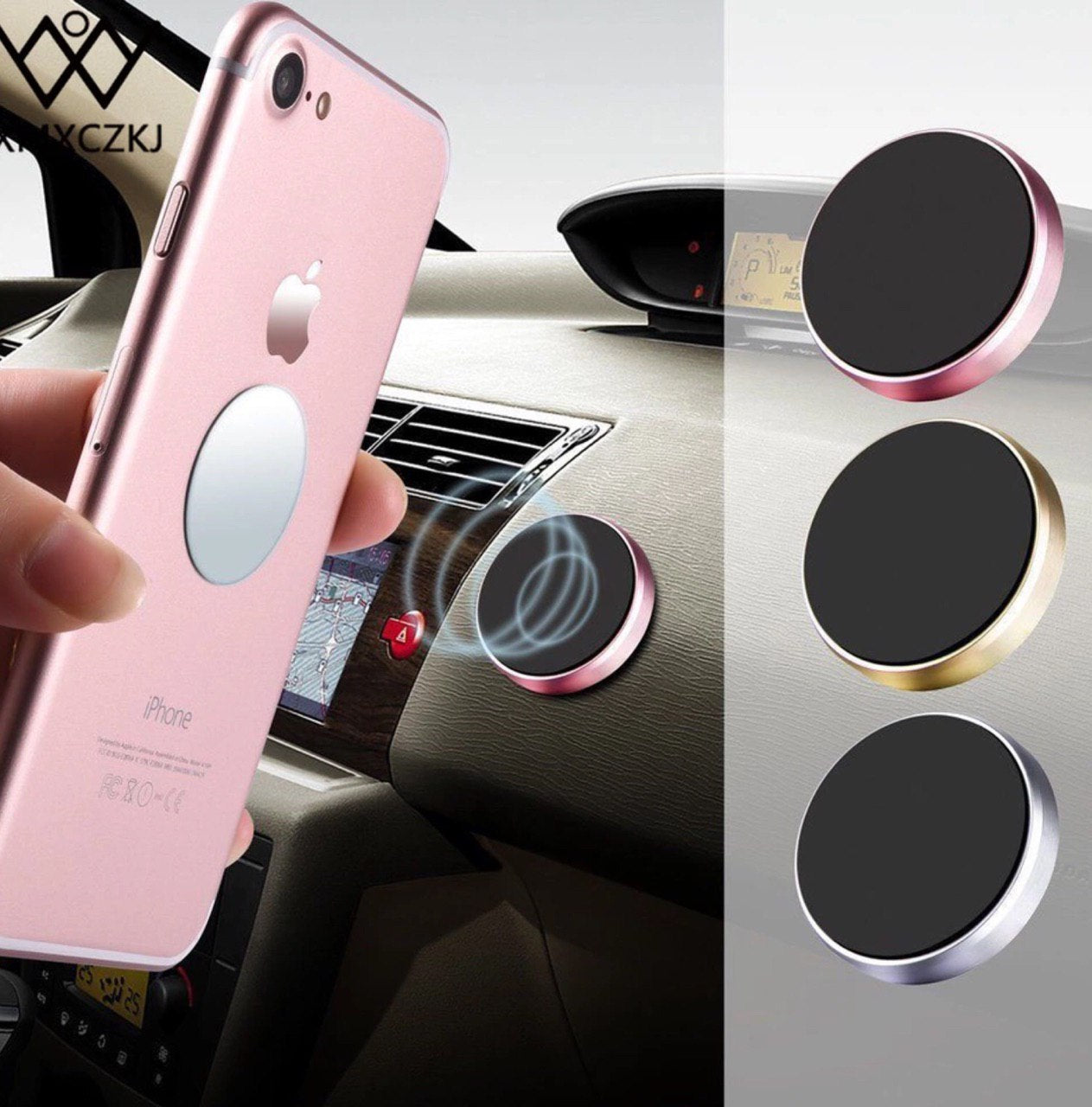 *** PAIR *** Magnetic Phone Holder for iPhone, Samsung (BLACK + SILVER)