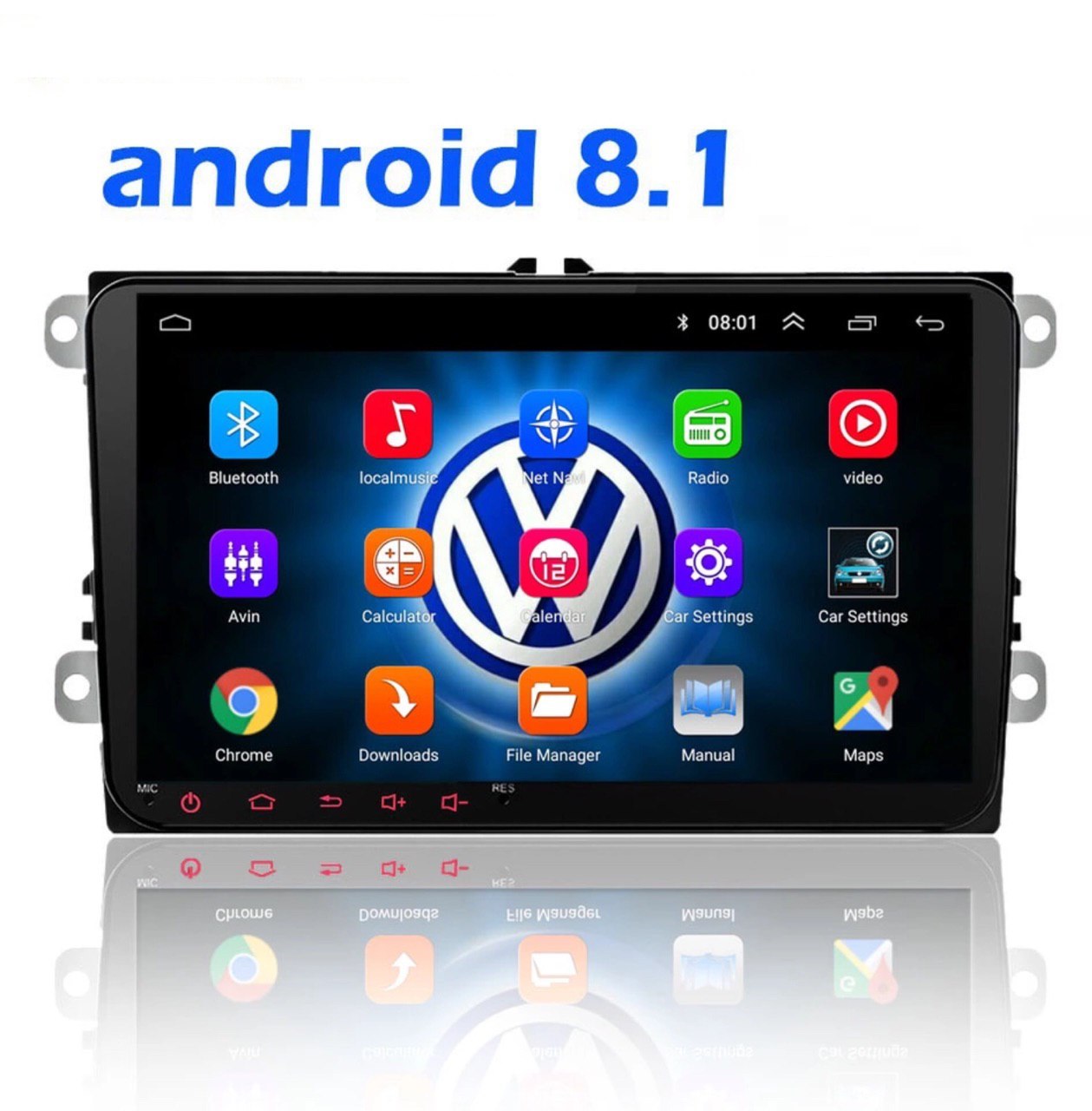 Android 8.1 Double DIN Head Unit for Volkswagen, Skoda Bluetooth, Radio, Video Player