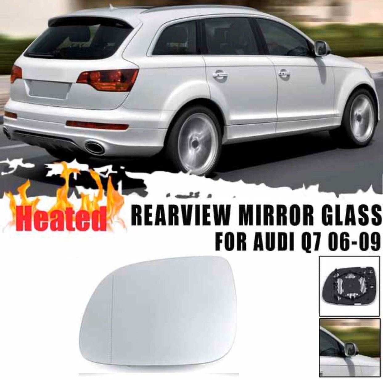 Left Antifog Heated Car Side Wind Mirror Rearview Mirror Plastic & Glass For Audi Q7 2006-2009