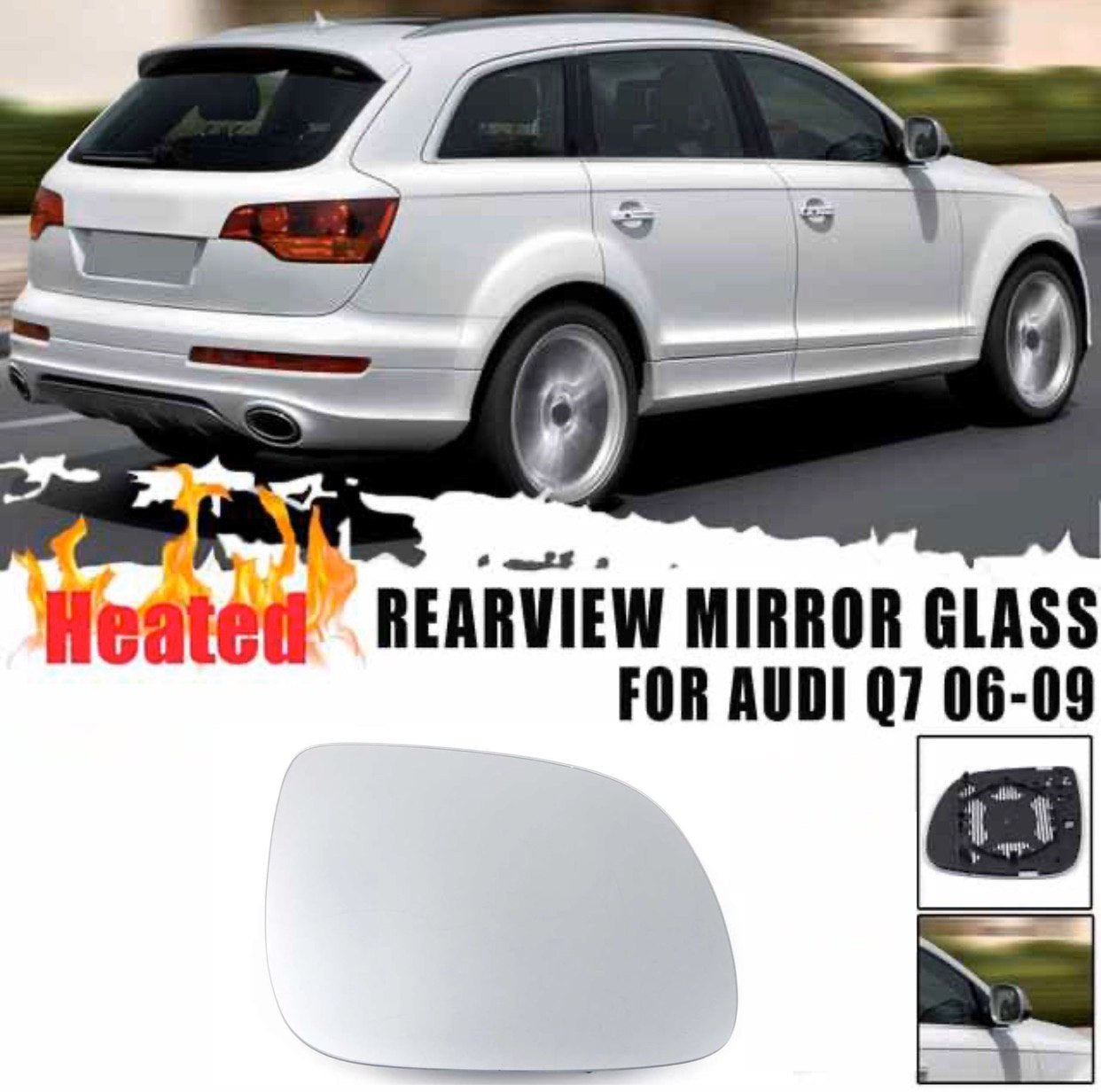 Right Antifog Heated Car Side Wind Mirror Rearview Mirror Plastic & Glass For Audi Q7 2006-2009