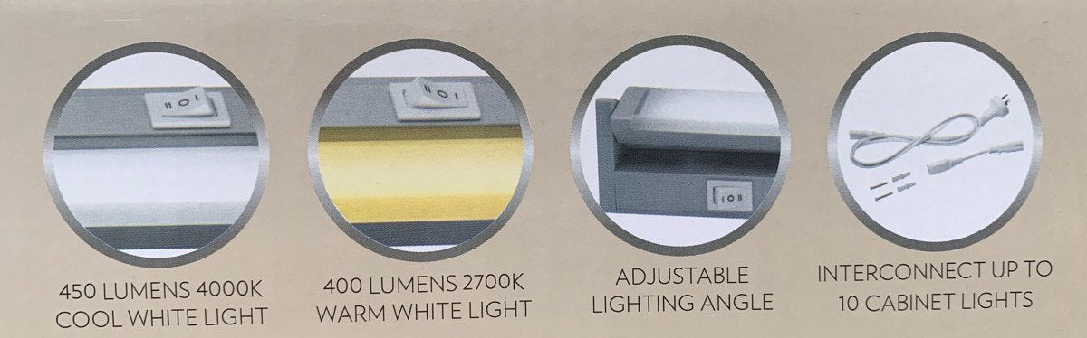 2 x LED Light Under Cabinet Light - Adjustable Angle *Link up to 10 Units!* 2 Colours Feature in 1 LED Light!