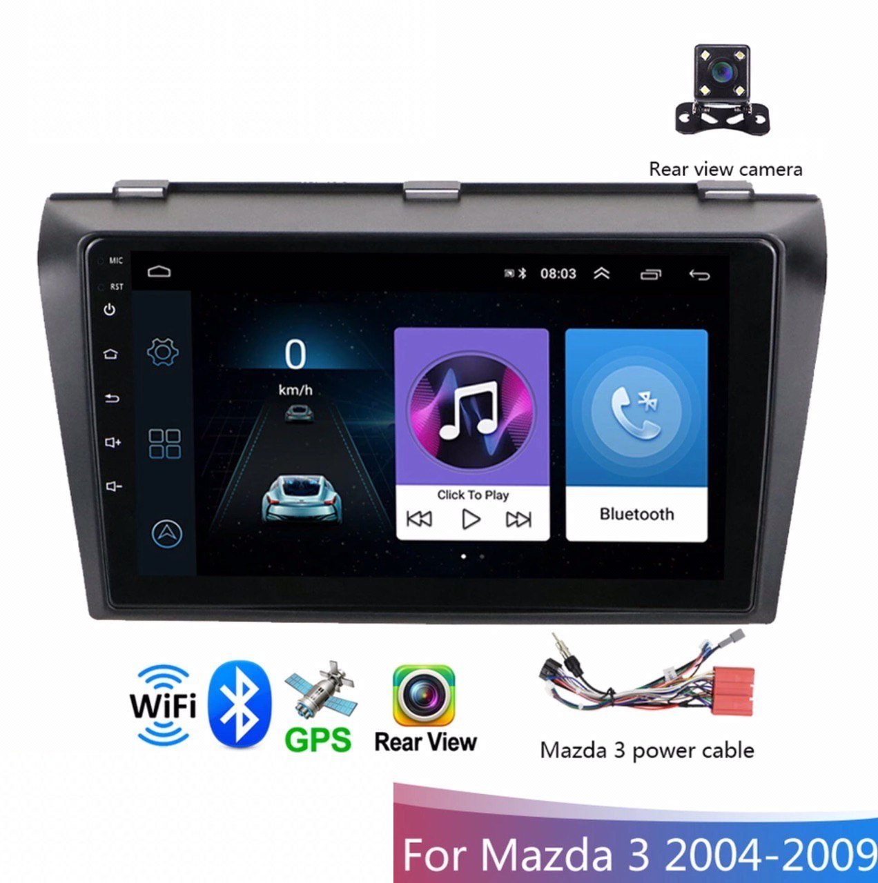 Mazda 3 Android Car GPS Stereo 1G 16G WIFI Free MAP Quad Core 2 din Multimedia for Mazda 3 2004-2009 Mazda 3 Head Unit Replacement