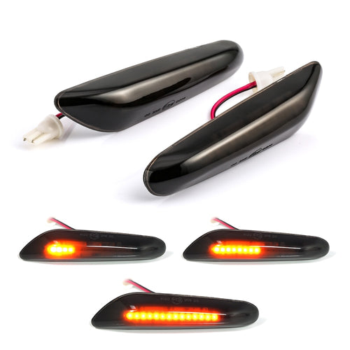 2PC x Smoke LED Side Marker Light Indicator Turn Signal Lights For BMW E90 E91 E92 E93 E60 E87 E82 E46