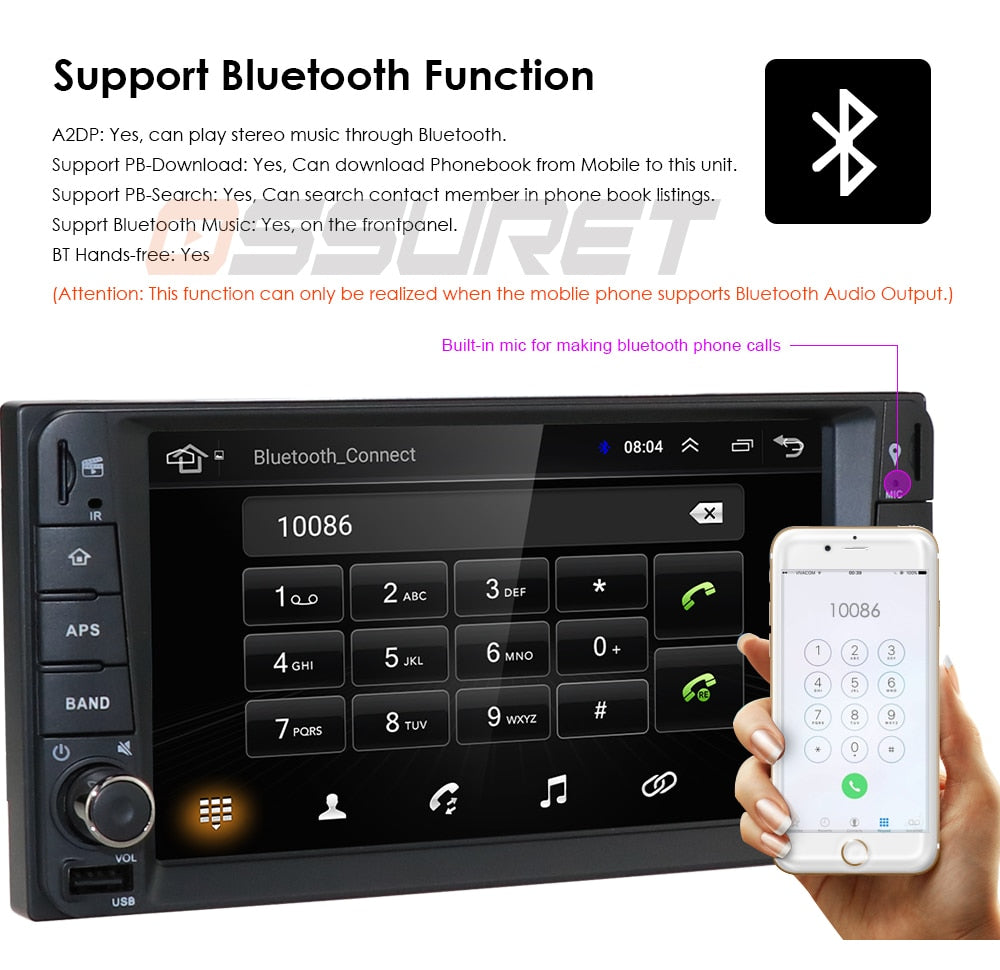 2 DIN 2G - 16G Android 9.0 Universal Car Multimedia Player Car Radio Player Stereo Compatible with Toyota HIACE COROLLA RAV4