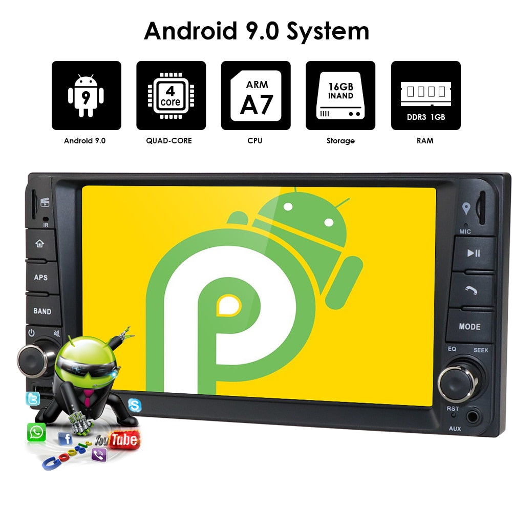 2 DIN 2G - 16G Android 9.0 Universal Car Multimedia Player Car Radio Player Stereo Compatible with Toyota HIACE COROLLA RAV4