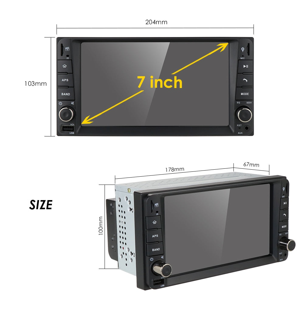 2 DIN 1G - 16G Android 9.0 OEM Looking Universal Car Multimedia Player Car Radio Player Stereo Compatible with Toyota HIACE COROLLA RAV4