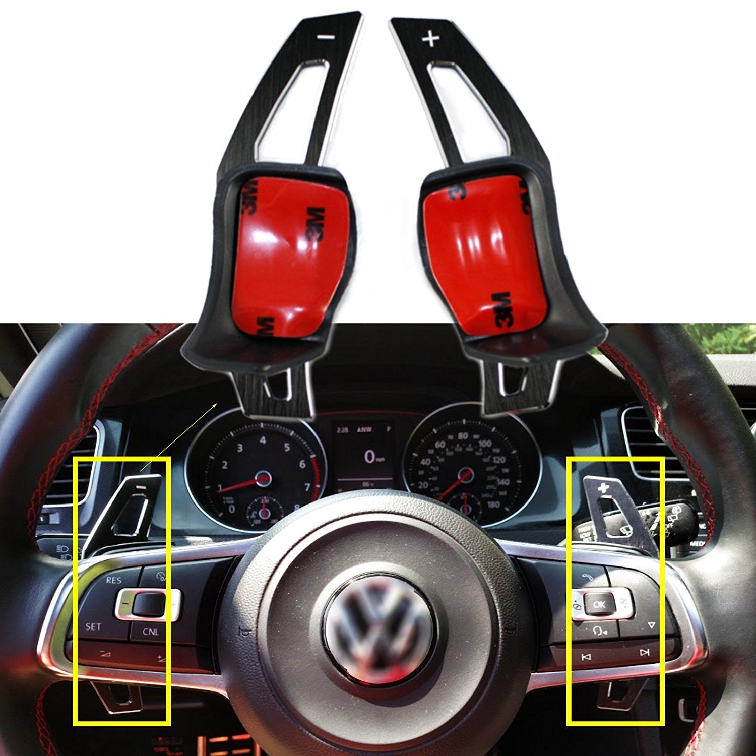 (BLACK) Steering Wheel Paddle Extension Set For VW Golf Jetta GTI MK5 MK6