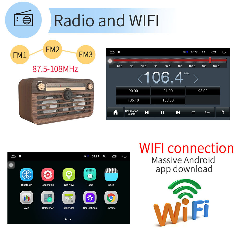 2 DIN Car Radio 10.1"Touch Android Player MP5 Player Bluetooth Rear View Camera