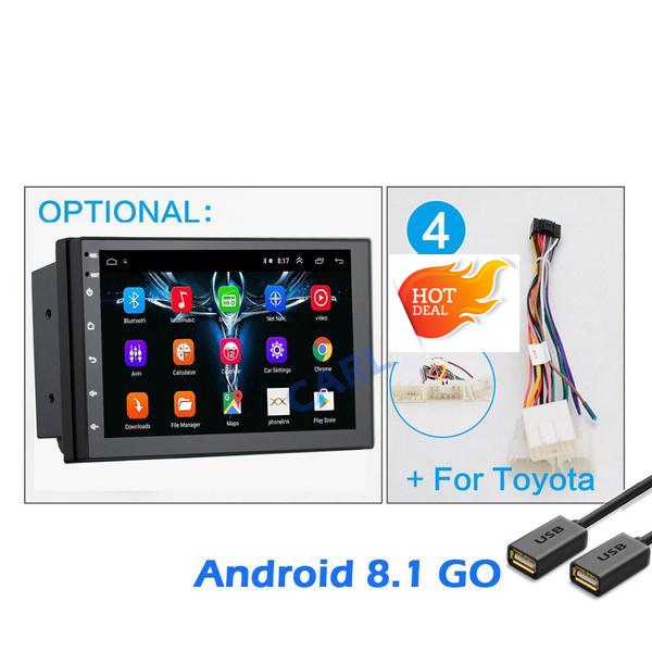 Android 8.1 Car Stereo 2 DIN 7” + Compatible with Toyota Harness, Camera, GPS Navigation, Bluetooth, USB