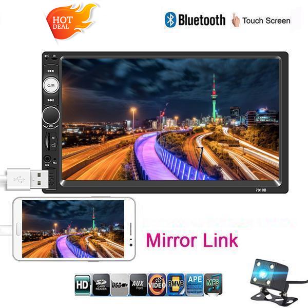 Car Stereo Double DIN Head Unit with Rear View Camera, Bluetooth