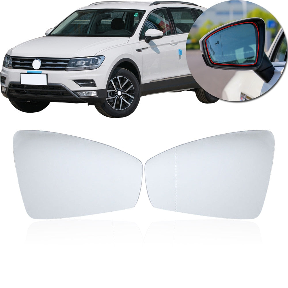 1PC x Left Side For Tiguan 2017 2018 Outer Clear Side Rearview Mirror Glass With Heating Rear View Mirror Side Mirror Glass Flat Lens