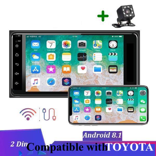Car Stereo System Compatible with Toyota Android 8.1 Car Multimedia Stereo + 8IR Rear View Camera, GPS Bluetooth AUX USB Car Audio