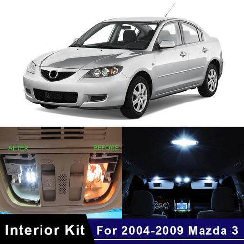 8Pcs White Canbus LED Lamp Car Bulbs Interior Package Kit For 2004-2009 Mazda 3