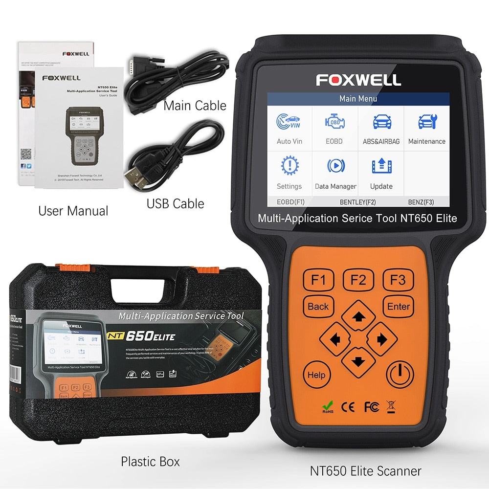 FOXWELL NT650 Elite OBD2 Automotive Scanner ABS SRS DPF Oil Reset Code Reader Professional OBD Car Diagnostic Tool OBD2 Scanner