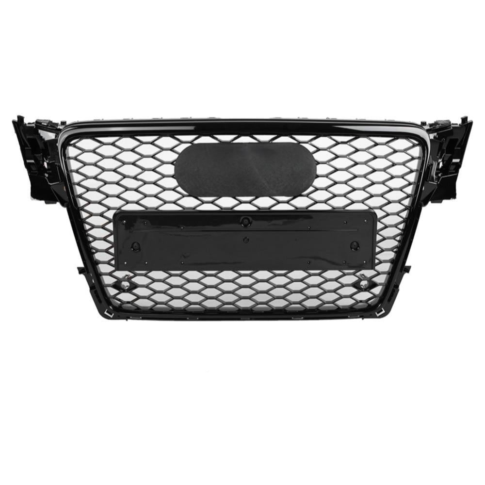 Front Sport Hex Mesh Honeycomb Hood Grill Gloss Black Suitable for Audi A4 / S4 B8 2008 2009 2010 2011 2012 For RS4