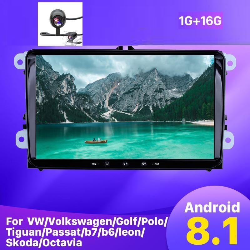 VW Android 9 Inch 2Din Stereo + Rear View Camera For VW Golf MK5 6 Pol ...