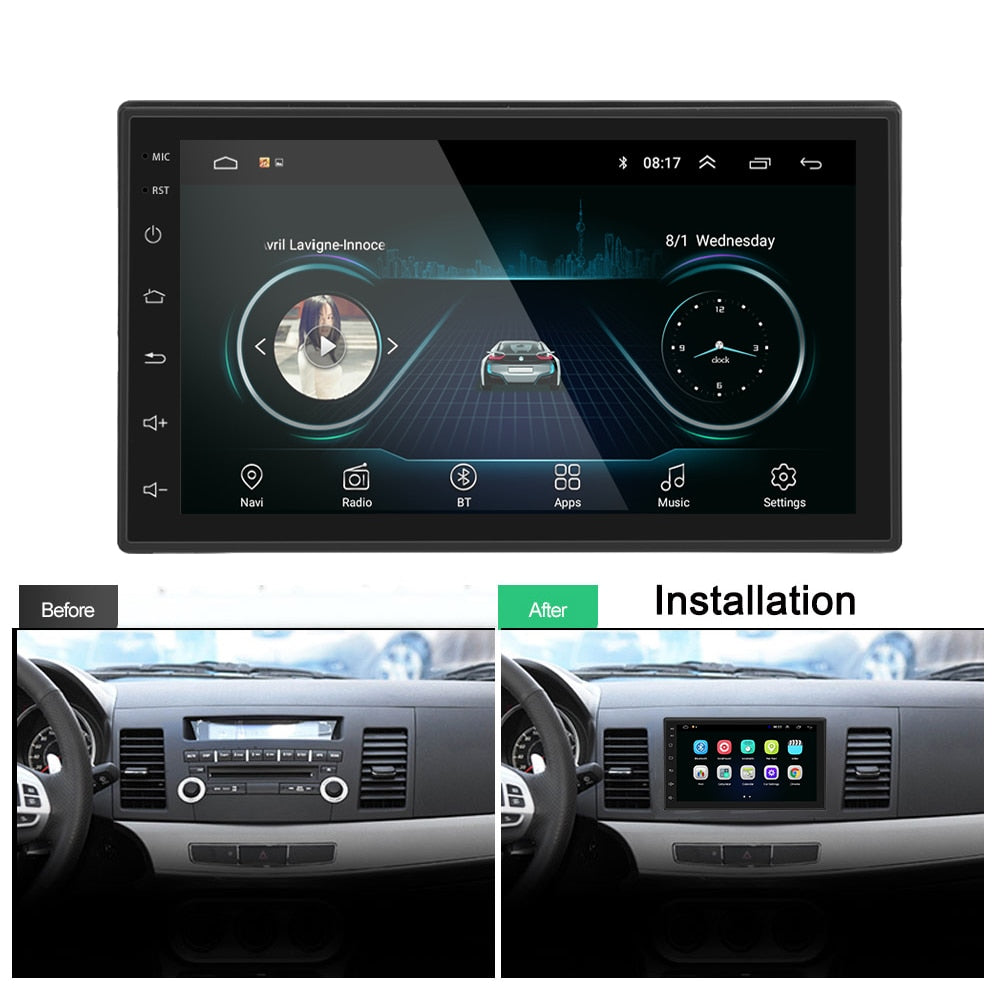2 DIN Android 8.1 Car Stereo with Rear View Camera, GPS, 7'' MP5 Player Bluetooth WIFI FM Audio Radio