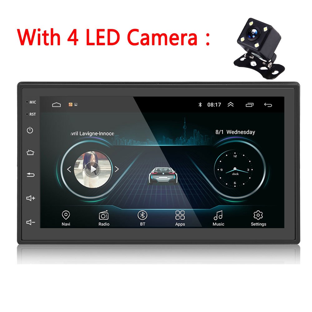 2 DIN Android Car Stereo GPS Navigation Rear View Camera 7'' MP5 Player Bluetooth WIFI Audio Radio