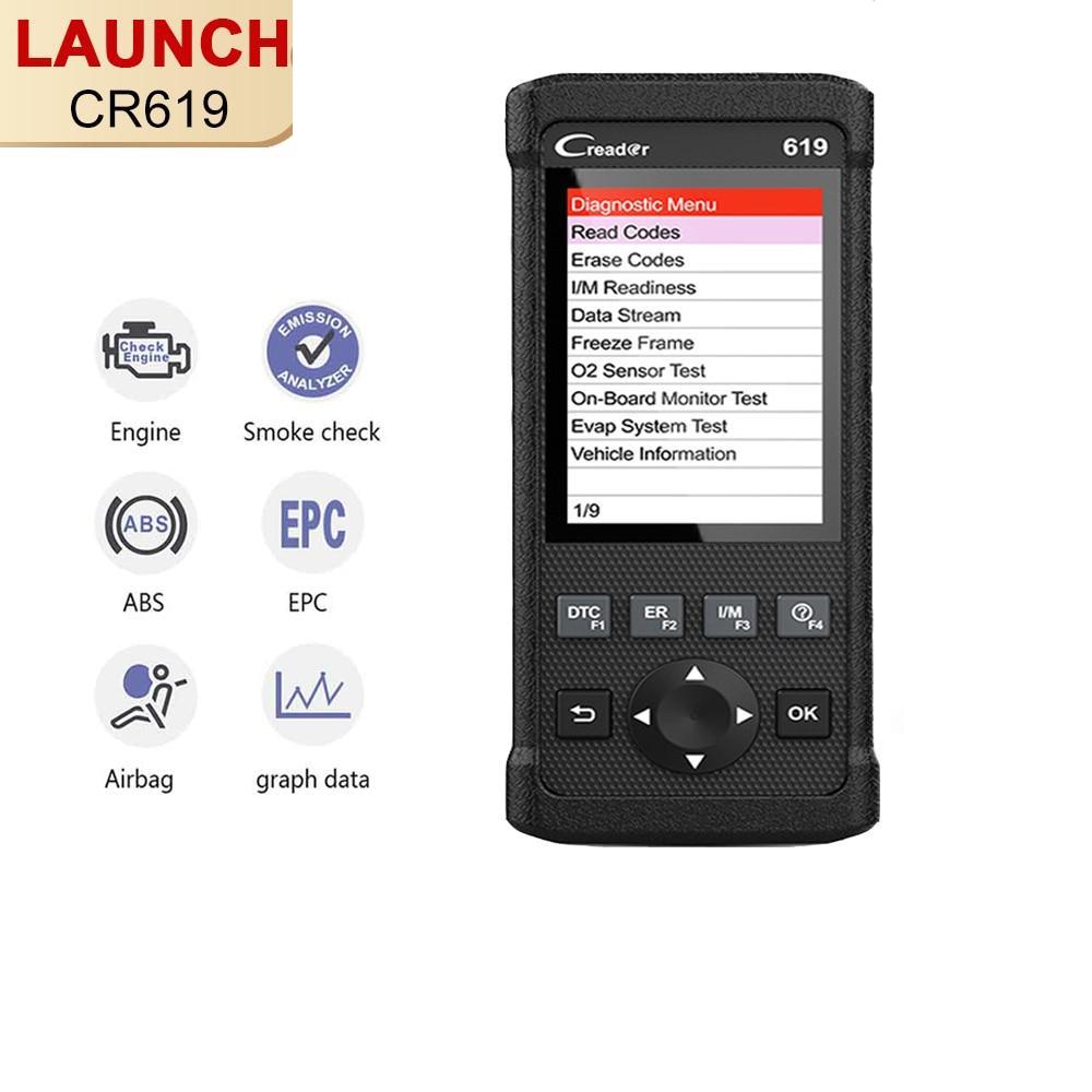Launch CR619 OBD2 Scanner Engine ABS SRS ODB2 Scan Tool Multi-language Launch OBDII Code Reader Car Diagnostic Tool Free Update